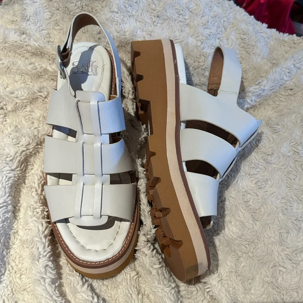 SOFFT size 10 White Patrina Leather Iconic Fisherman Sandals NEW - Picture 4 of 12
